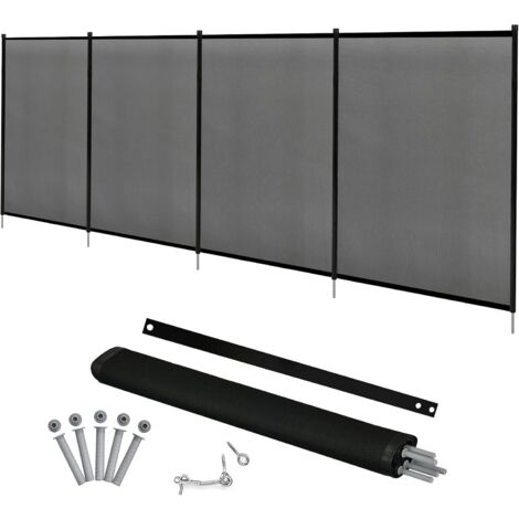 Costway – Barrière de piscine en aluminium et textilène 360 x 125 cm – Barrière de sécurité noire avec loquets à double action – Installation rapide