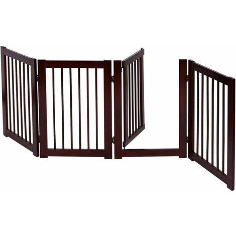 Costway – Barrière de sécurité en bois de pin 203 x 76 x 1,8 cm – Double sécurité avec porte pivotante 360° – Panneaux pliables pour rangement compact