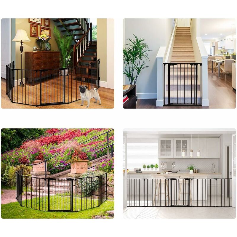 Costway Barriere De Securite Pour Bebe Animaux Enfant Grille De Protection Cheminee Pare Feu De Cheminee 500x74 5cm Avec 8 Pans Noir Hwbk