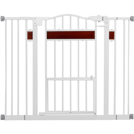 COSTWAY Barrière pour Animaux de Compagnie Extra Large pour Ouvertures de 76 à 104 cm, Barrière Extensible en Métal H76 cm pour Chien, Blanc