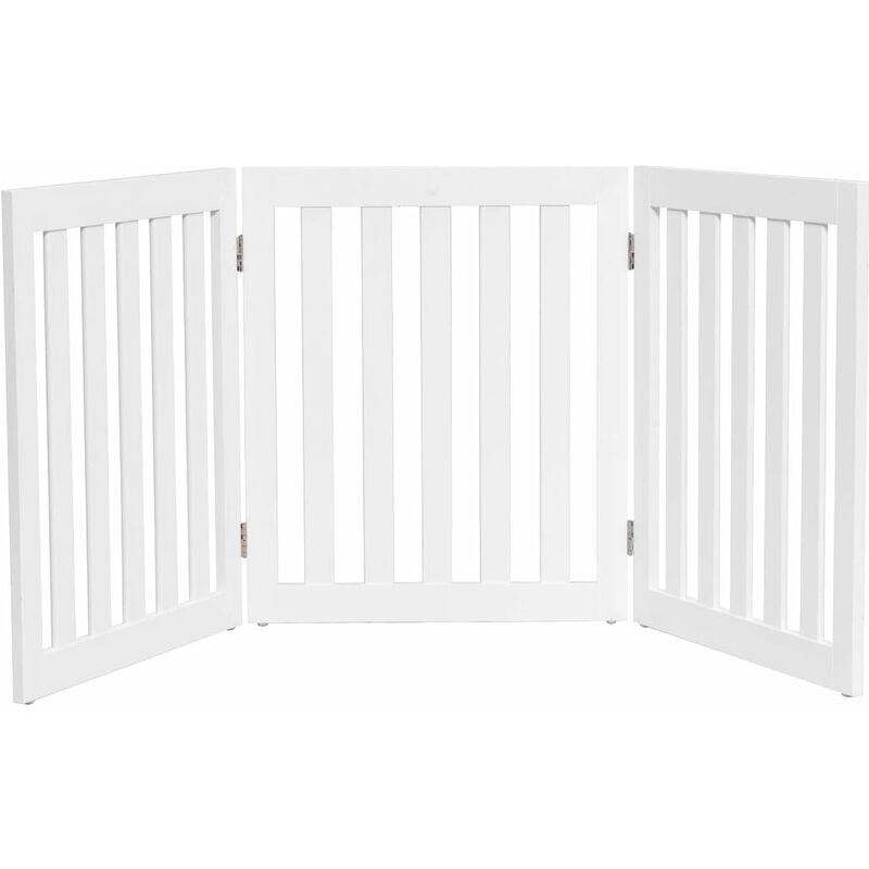 Barrière pour Chien 3 Panneaux en Bois Autoportante Charnières Métalliques à 360° Antidérapants pour Maison Escaliers Blanc - Costway