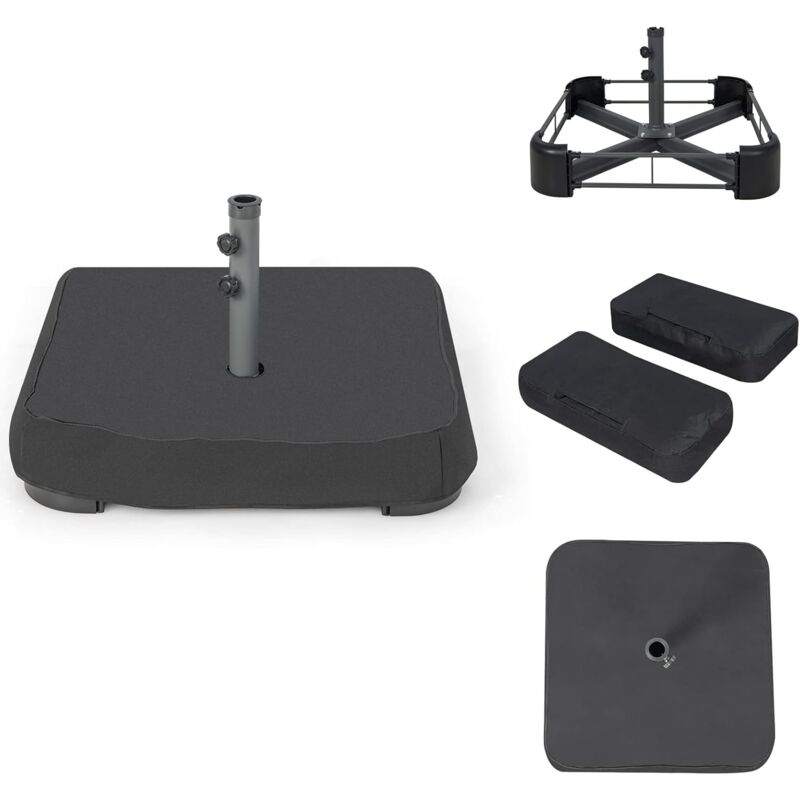 Base de Parasol de Patio 90 kg Sacs de Sable, 2 Boutons de Serrage et 1 Adaptateur, pour Patio Bord de Piscine Terrasse - Costway
