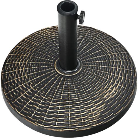 COSTWAY Base de Resina para Sombrillas de Patio de 46 cm, Resistente Base Redonda para Paraguas de Exterior de 10 kg, Soporte de Paraguas Resistente a la Intemperie para Jardín, Playa, Piscina, Bronce