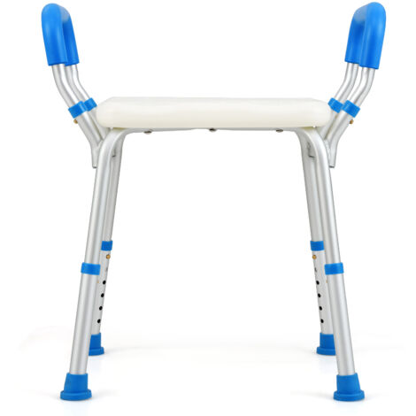 COSTWAY Bath Chair Shower Bench W/ Detachable Padded Arms-Blue