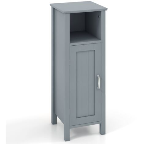 COSTWAY Bathroom Floor Cabinet Freestanding Narrow Storage Organizer-Grey
