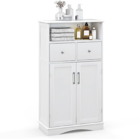 COSTWAY Bathroom Floor Cabinet Freestanding Storage Cabinet with 2 Doors-White