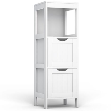 COSTWAY Bathroom Floor Cabinet Multifunctional Side Storage Cabinet-White