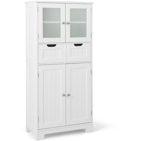 COSTWAY Bathroom Storage Cabinet Tall Freestanding Floor Wood Cabinet Storage Organizer