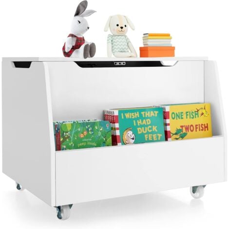Baúl de almacenamiento de juguetes para niñas y niños, banco de baúl de  madera con tapa abatible y bisagra de seguridad, organizador de habitación  de