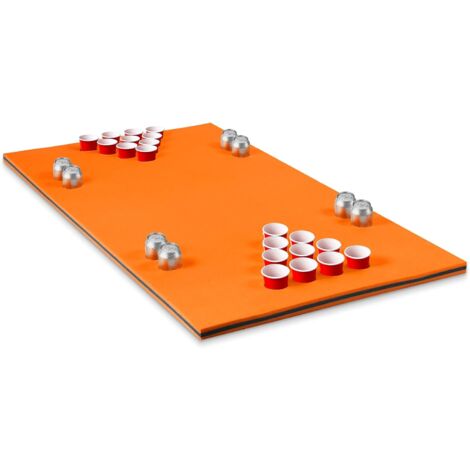 COSTWAY Beer Pong Schwimmender Teppich mit Getraenkehalter, Bierpong Wassermatte Schwimmmatte, Wasserhaengematte 176x90cm