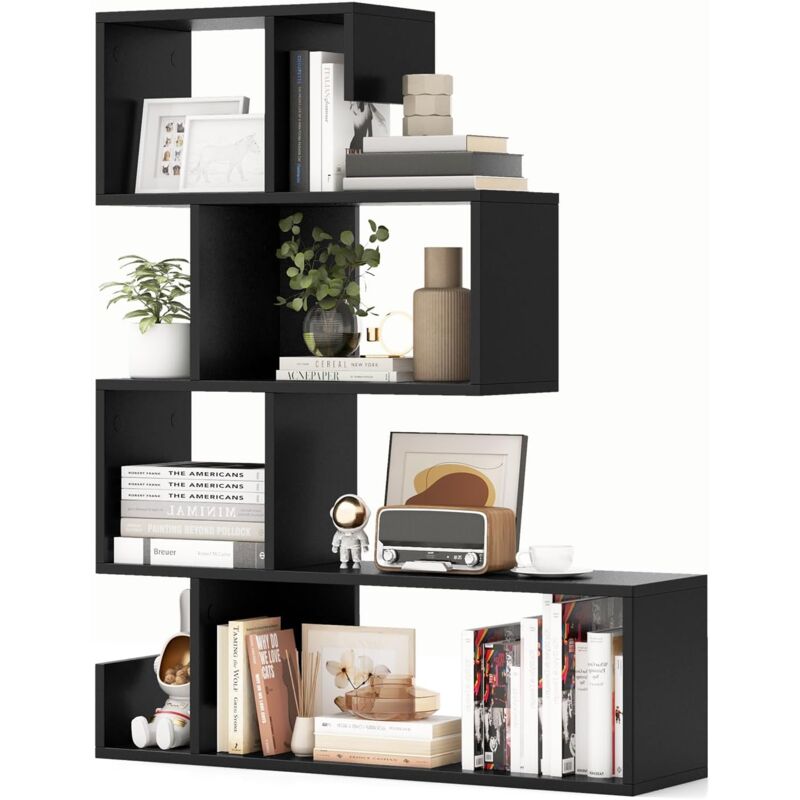 Costway - Bibliothèque à 5 Niveaux en Forme de s, Compartiments Ouverts, Étagère de Rangement, Meuble Escalier pour Salon Bureau Chambre, 22 x 80 x