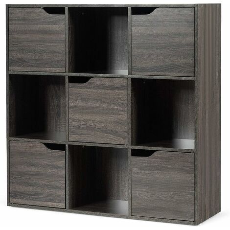 Costway – Bibliothèque de rangement 5 cubes avec portes – Dimensions 90 x 29 x 90 cm – Panneaux de particules – Pour salon, chambre, entrée