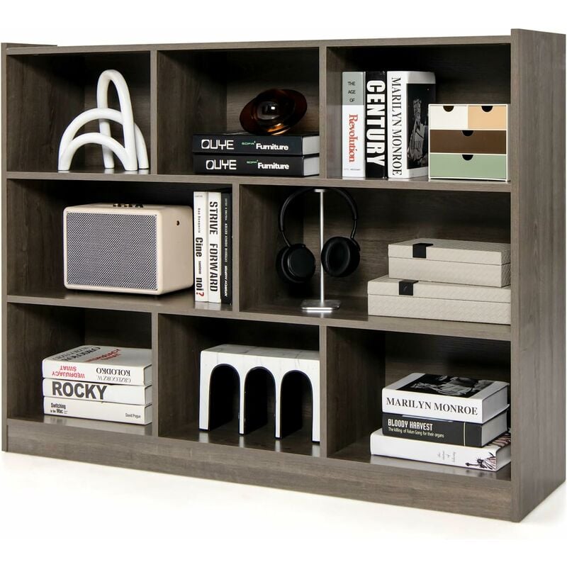 Bibliothèque Enfants à 3 Niveaux avec 8 Cases, Étagère à Livres Enfant avec Espace de Rangement, Idéal pour Chambre d'Enfants, Salon, Charge 60kg,