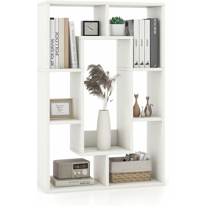 Costway - Bibliothèque, Étagère à 7 Compartiments Ouvertes, Bibliothèque de Cloison, Meuble de Rangement pour Salon, Chambre, Bureau, 20 x 60 x 90 cm