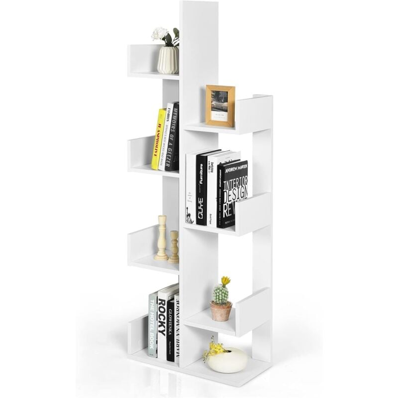 Costway - Bibliothèque, Étagère de Rangement à 8 Niveaux en Forme d'arbre, Dispositif Anti-basculement, Etagère à Livres pour Salon, Chambre, Bureau