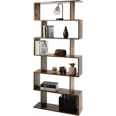 Costway – Bibliothèque industrielle 6 niveaux 80 x 23 x 192 cm – Panneau de particules – Pieds antidérapants – Pour rangement compact