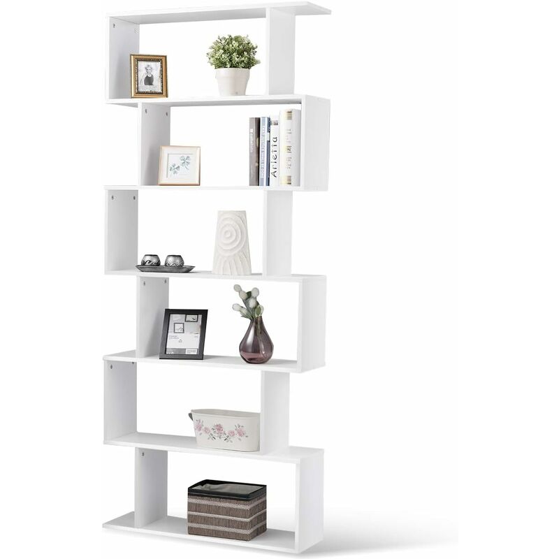 Costway - Bibliothèque Étagère pour Livres meuble de rangement à 6 Niveaux de Style Contemporaine Simple 80x23x192 cm Blanc Costway - Bibliothèque Étagère pour Livres meuble de rangement à 6 Niveaux de Style Contemporaine Simple 80x23x192 cm Blanc