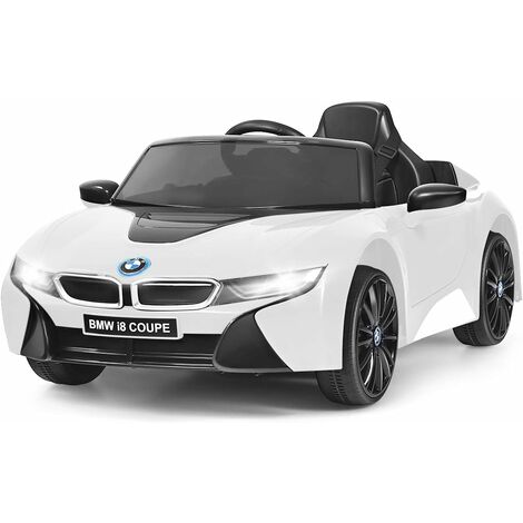 COSTWAY BMW i8 Coche Montable para Niños, Vehículo Eléctrico de Batería 12 V con 2 Motores, Mando 2,4 G, Luces LED, Bocina, Música, 2 Puertas Abribles (Blanco)