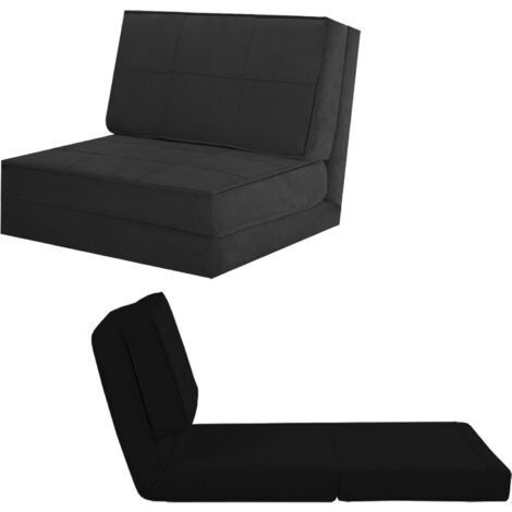 COSTWAY Bodensofa Klappbar, 4 in 1 Schlafsofa gepolsert mit 5-stufig Verstellbarer Rückenlehne, Bodensessel mit Schlaffunktion, Sofabett Klappsofa für Wohnzimmer, Schlafzimmer (Schwarz)