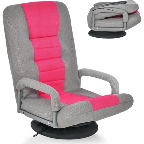 COSTWAY Bodenstuhl 360° drehbar, Bodensessel mit 6-Fach Verstellbarer Rückenlehne, Game Sessel gepolstert, Bodensofa Meditationsstuhl bis 140kg belastbar, Lazy Sofa (Rosa)