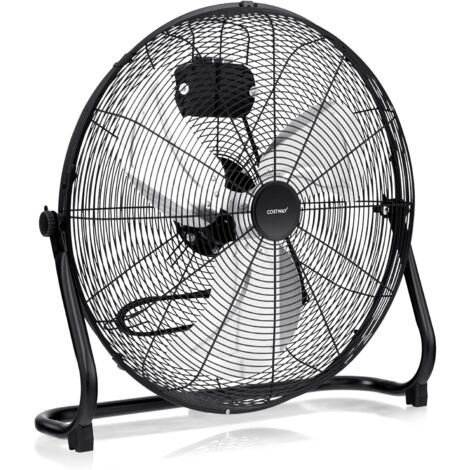 COSTWAY Bodenventilator φ51cm, Windmaschine 151,5W mit 3 Geschwindigkeitsstufen, Boden Ventilator im Chrom Design, stufenlos neigbarer Ventilatorkopf, 145° einstellbarer Neigungswinkel
