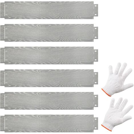 COSTWAY Bordatura da Giardino 6 M, Set di 6 Bordi per Aiola 110 x 20 cm in Metallo Zincato con un Paio di Guanti, Recinzione Flessibile e Forma Regolabile