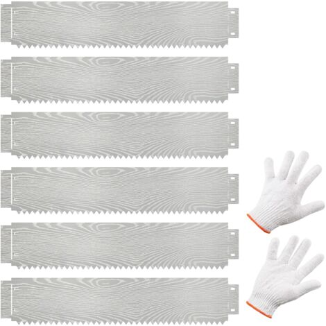 COSTWAY Bordatura da Giardino 6 M, Set di 6 Bordi per Aiuola 110 x 22 cm in Metallo Zincato con Paio di Guanti, Recinzione Flessibile per Prato, Cortile e Giardino