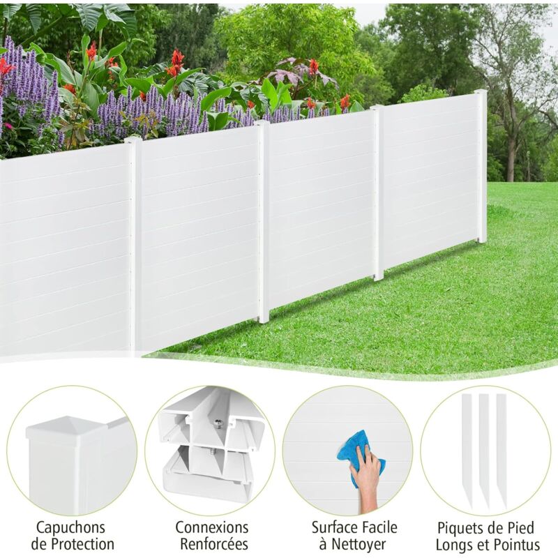 Costway - Brise-Vue pour Balcon Couverture Écran Jardin, Clôture Décorative Extensible et Autoportante, 2 Panneaux pour Jardin et Terrasse