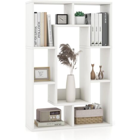 COSTWAY Bücherregal mit 7 Fächern, Standregal, Raumteiler Regal, Würfelregal mit Kippschutz, Aufbewahrungsregal für Wohnzimmer, Arbeitszimmer, Büro, 60 x 20 x 90 cm (Weiß)