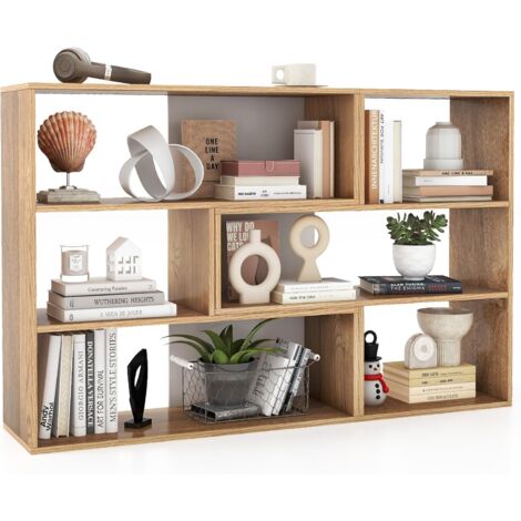 COSTWAY Bücherregal, Standregal mit 3 Ebenen, freie Kombination, Eckregal, Raumteiler Regal mit Kippschutz, Aufbewahrungsregal für Wohnzimmer, Schlafzimmer, Arbeitszimmer, Natur (Kombination)