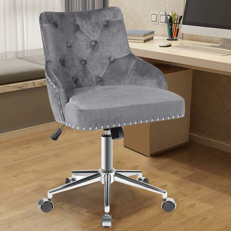 Polstersessel Bürostuhl Drehstuhl gepolstert, Chefsessel Samt ergonomisch, Schreibtischstuhl 84-98cm hoehenverstellbar, Computerstuhl 360 ° drehbar