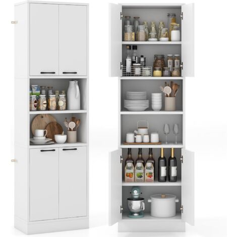 Costway – Buffet cuisine haut 190 cm – 2 placards à double porte – 6 étagères – Panneaux de bois de haute qualité – Kits anti-basculement inclus