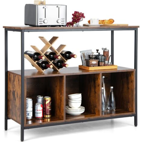 COSTWAY Buffet Cuisine, Meuble Bas Cuisine 3 Compartiments, 2 Étagère, Buffet Salle à Manger pour Cuisine, Salon, 110 x 42,5 x 88 cm