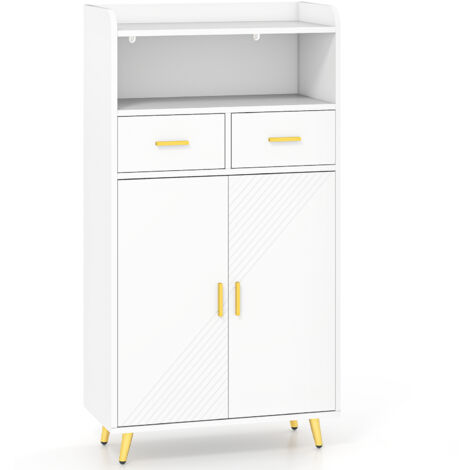 COSTWAY Buffet Sideboard Kitchen Storage Cabinet w/2 Doors & 2 Drawers-White