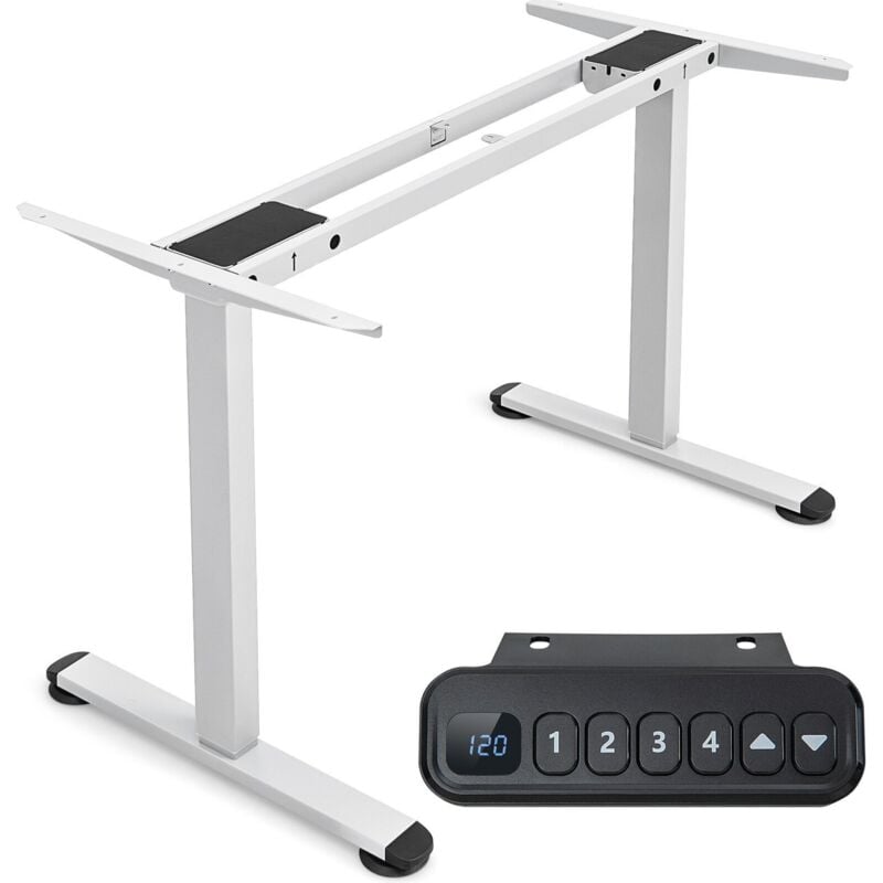 COSTWAY Bureau Assis Debout Électrique à 2 Moteurs/Cadre de Bureau Réglable avec Panneau Smart à Fonctions Mémoires, Charge 100kg, Blanc