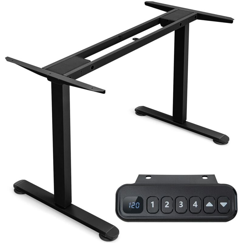 Costway - Bureau Assis Debout Électrique à 2 Moteurs/Cadre de Bureau Réglable avec Panneau Smart à Fonctions Mémoires, Charge 100kg, Noir