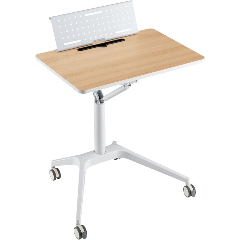COSTWAY Bureau Debout Mobile 48x71cm, Podium Mobile Hauteur Réglable avec Pupitre Amovible, Cadre en Alu avec Levage Pneumatique, Table de Lit pour