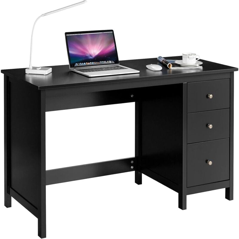 Costway - Bureau d'Ordinateur, Table de Bureau avec 3 Tiroirs de Rangement, Bureau d'Écriture, Table d'Étude, Postes de Travail pour Chambre, Bureau,