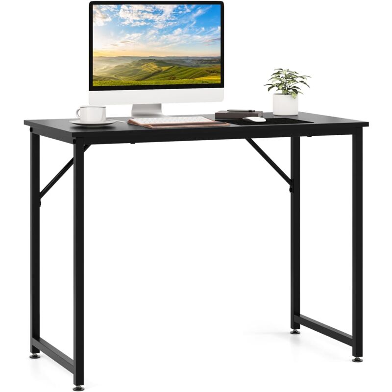 Costway - Bureau Informatique Droit - Structure en Métal -100 x 50 x 75 cm - Noir