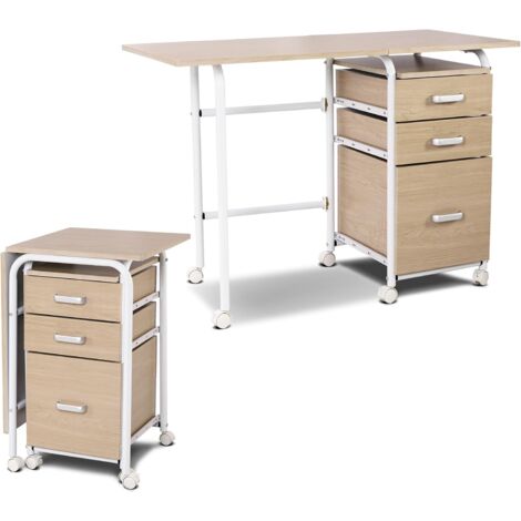 Étagère De Bureau COSTWAY Avec Compartiment Pour Moniteur - 3 Établissements Réglables, Blanc, Support 120 Kg, 94x25x79 Cm