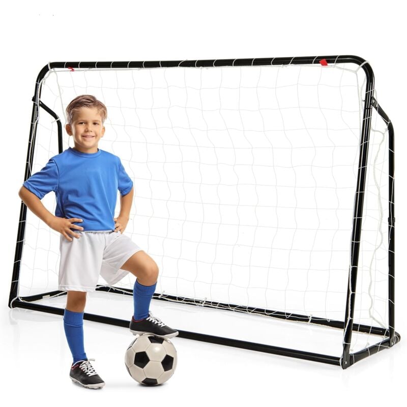 But de Football Exterieur 2 en 1 à 187 x 122,5 cm, Cage de Foot avec Filet de Rebond Angle Réglable Cadre en Métal Robuste, Entraînement de Football