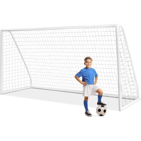 Costway – But de football extérieur 365 x 182 cm – Cage en PVC renforcé avec filet PE imperméable – 6 piquets de sol – Installation rapide