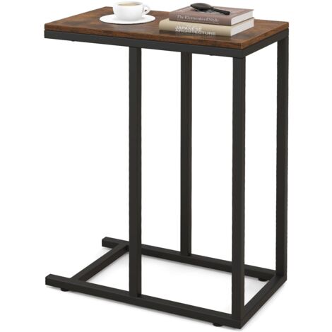 COSTWAY C-Shaped End Table for Couch and Bed 64 CM High Sofa Side Table-Coffee