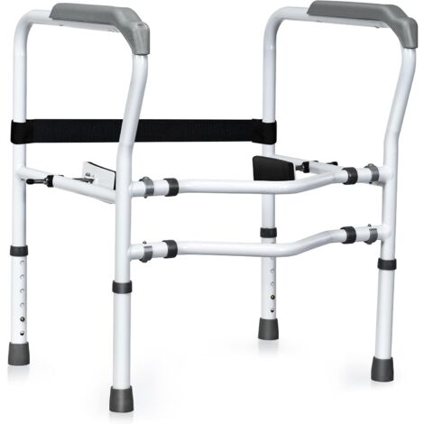 Costway – Cadre de sécurité pour toilettes – Hauteur réglable 63-76 cm – Largeur ajustable 56,5-62 cm – Capacité jusqu'à 136 kg – Clips rotatifs 360°