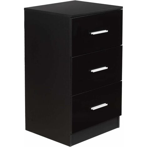 COSTWAY Caisson de Bureau Meuble de Rangement avec 3 Tiroirs pour Lettre,Dossiers et Documents Noir
