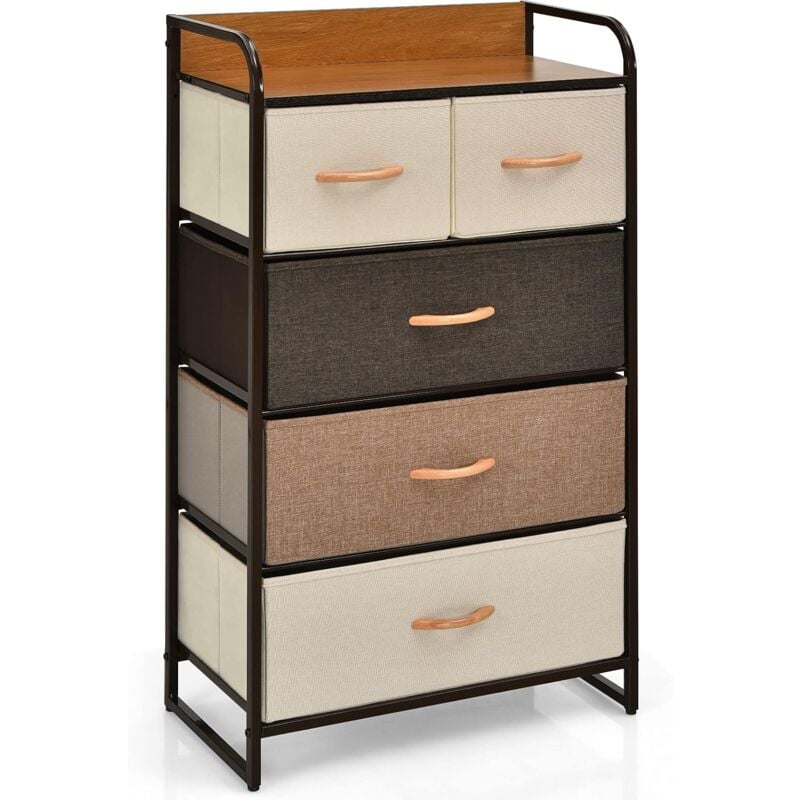 

Cajonera con 5 Cajones, Organizador Vertical Cómoda con Cajones Plegables en Tejido y Estructura en Acero Resistente (58 x 29 x 99,5 cm) - Costway