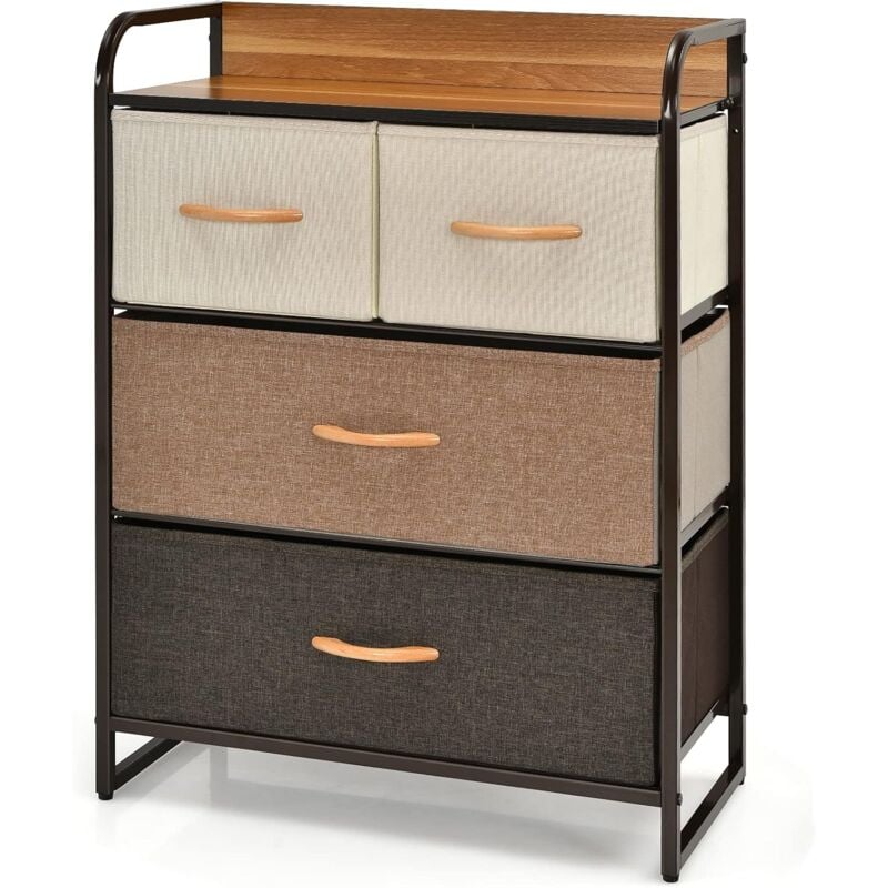 

Cajonera con 4 Cajones, Organizador Vertical Cómoda con Cajones Plegables en Tejido y Estructura en Acero Resistente (58 x 29 x 79 cm) - Costway