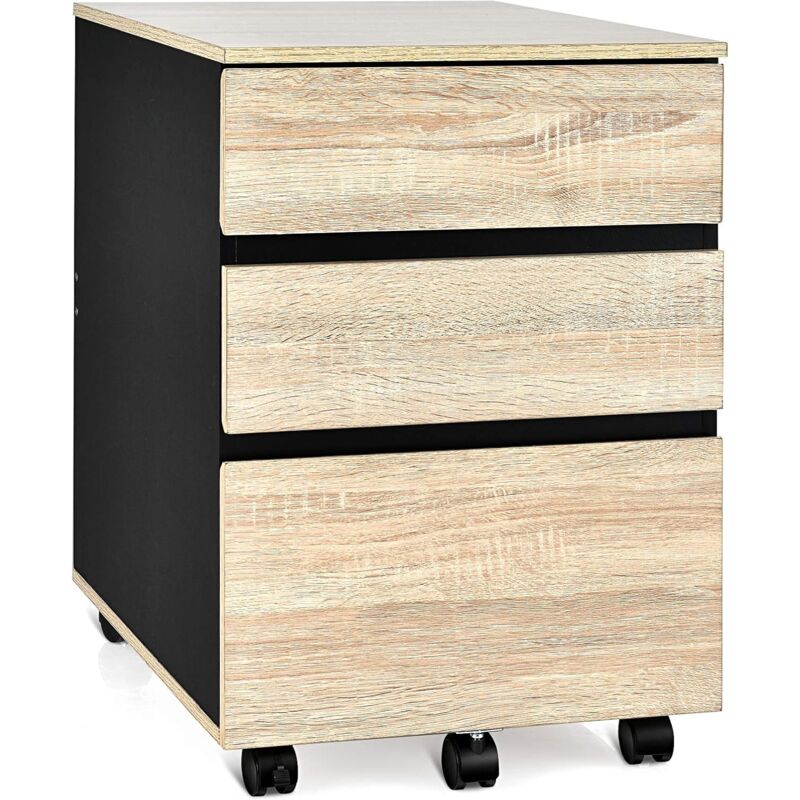 

Cajonera Vertical Archivo Móvil con 3 Cajones, Porta Documentos Debajo del Escritorio Cajonera con Ruedas para Casa Oficina - Costway