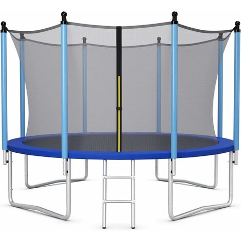COSTWAY Cama Elástica de Exterior 244 cm para Niños y Adultos, Trampolín con Red de Seguridad, Escalera, Resistente a la Intemperie