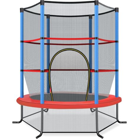 COSTWAY Cama Elastica Infantil Ø 165cm, Trampolines con Red de Seguridad y Almohadilla para Muelles para Niños de 3-6 Años, de Interior/Exterior, Carga estática 135kg Azul